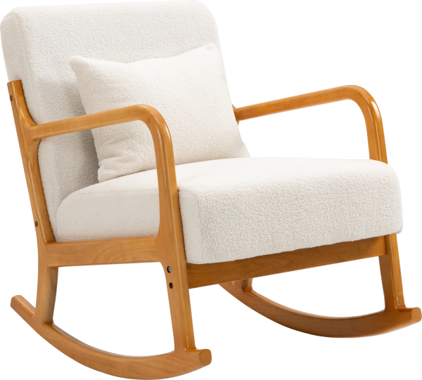Gyngestol Nordlys Furniture Diana, hvid stof og FSC-certificeret gummitræ, H80ÃB64ÃD88 cm